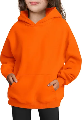 Vista 13 de Arshiner Sudaderas con Capucha de Gran Tamaño para Niñas Sudaderas Pullover de Forro Polar Conjuntos Casuales de Moda para Niños Ropa de Otoño Rojo