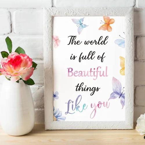 Vista 7 de Zonon Juego de 9 piezas de decoración de pared de mariposa en acuarela, con cita inspiradora de mariposas, 8 x 10 pulgadas, frases motivacionales