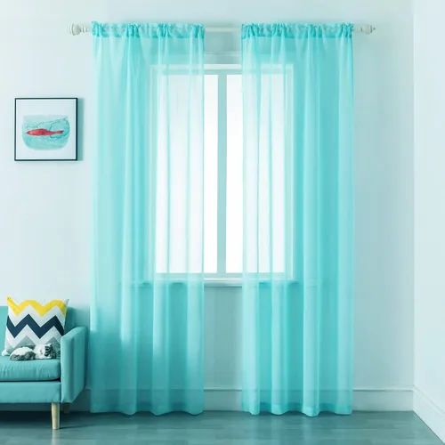 Vista 21 de DUALIFE - Cortinas transparentes de 54 pulgadas de largo, paneles de privacidad de gasa para ventanas, cortinas de lino semitransparentes