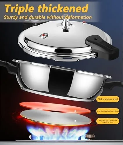 Vista 5 de VBESTLIFE Mini olla a presión de acero inoxidable de 1.8L con protección automática de detección de presión, 80KPA, mango doble, adecuada para todos