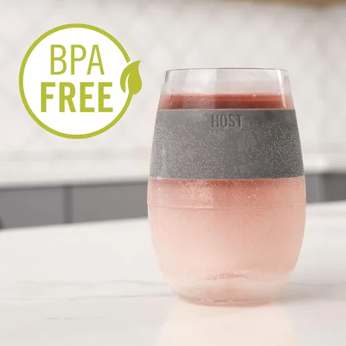 Vista 7 de Host Set de Tazas para Vino Congelables de 2 - Tazas de Plástico de Doble Pared Aisladas para Enfriar Vino con Gel Congelable, Vasos de Vino