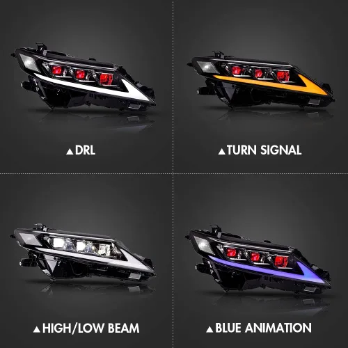 Vista 3 de T T-ABC Faros delanteros y luces traseras para Toyota Camry Faro y Luz Trasera 2018-2024 LE XLE SE XSE TRD Faro 6 Lente 8ª Generación Accesorios