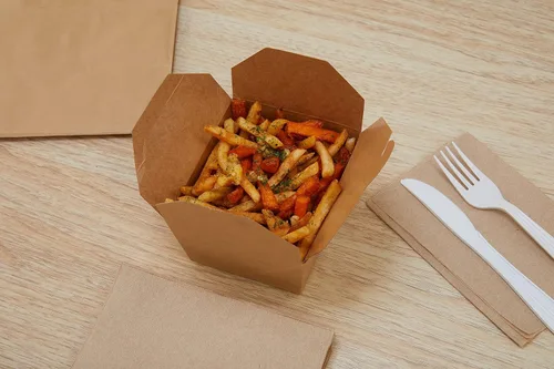 Vista 5 de EcoQuality - Contenedores de comida para llevar de 26 onzas, cajas de papel kraft marrón para llevar, resistentes a fugas y grasa, contenedores