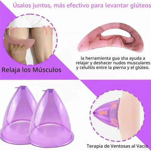 Vista 5 de Copas de vacío para glúteos de 7.1 fl oz y 6.1 fl oz, accesorios para máquinas de ventosas de terapia al vacío, ventosas XL de 9.4 pulgadas y 8.26