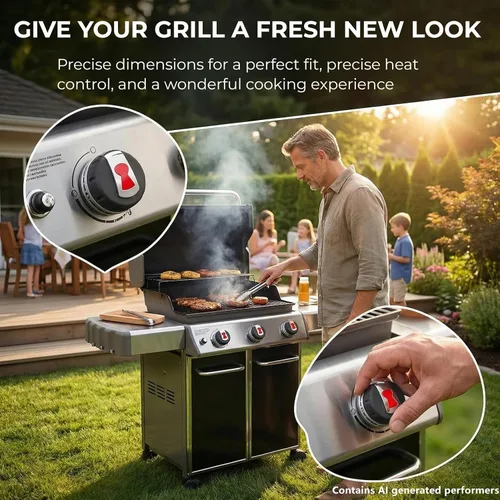 Vista 3 de 88848 Perillas para quemador de parrilla de gas aptas para Weber Genesis 300 Series (2011-2016) Fit for Weber Genesis Grill