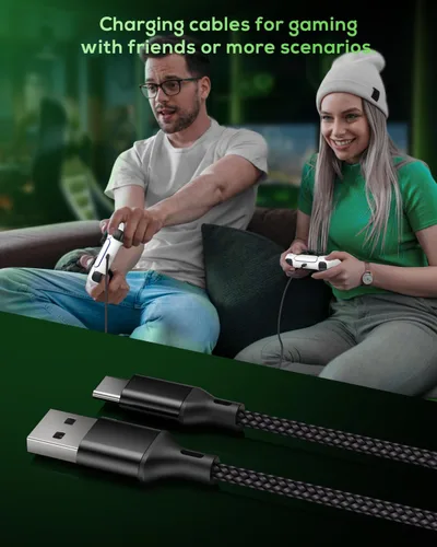 Vista 7 de MENEEA Cable de carga de 16.4 pies para PS5PS5 ProXbox Series XS Controllerpara Switch Pro, cable de carga USB de repuesto, nailon trenzado tipo C