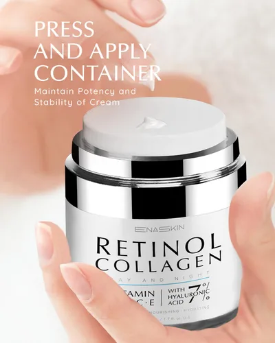 Vista 8 de EnaSkin Crema de retinol para arrugas: Crema de colágeno para la cara y el cuello para tensar la piel, hidratante facial antienvejecimiento día