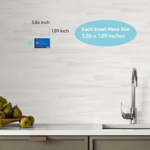 Vista 5 de STICKGOO 10 hojas de azulejos de metro para salpicaduras de cocina de aspecto de mármol blanco estrella, azulejos de pared de salpicaduras de cocina