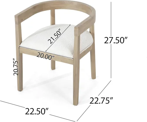 Vista 3 de Ladieu - Sillas de comedor para tina, tela y madera, ceniza clara/almendra (juego de 2)