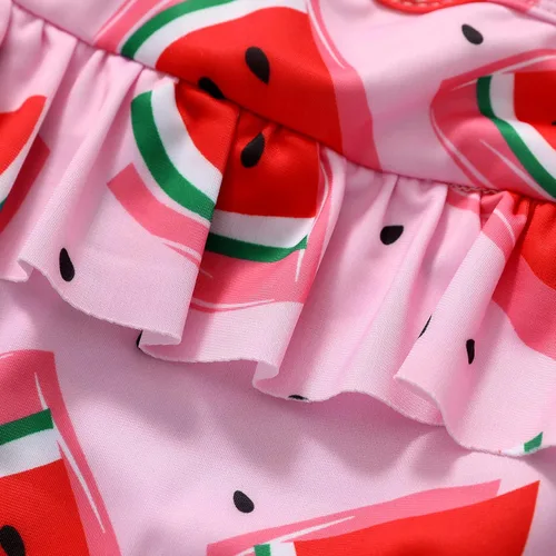 Vista 6 de Bebé Niña Sandía Traje De Baño Dinosaurio Limón Sin Espalda Traje De Baño Infantil Halter