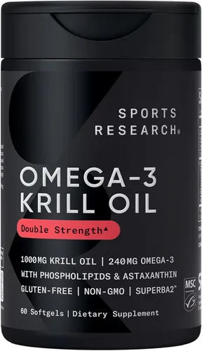 Vista 9 de Sports Research® Aceite de Krill Omega-3 de 1000 mg (doble fuerza) – Superba Krill antártico puro con colina, fosfolípidos y astaxantina