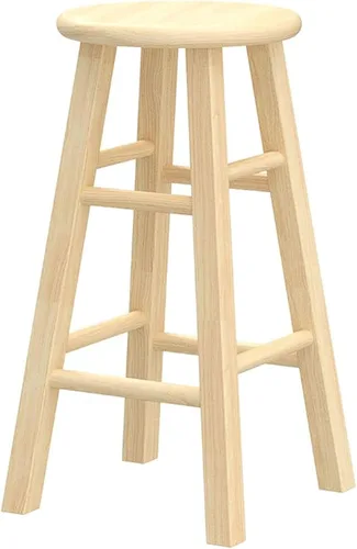 Vista 4 de PJ Wood Taburetes de cocina clásicos de asiento redondo de 24 pulgadas de alto para hogares, espacios de comedor y bares con asientos sin espalda, 4