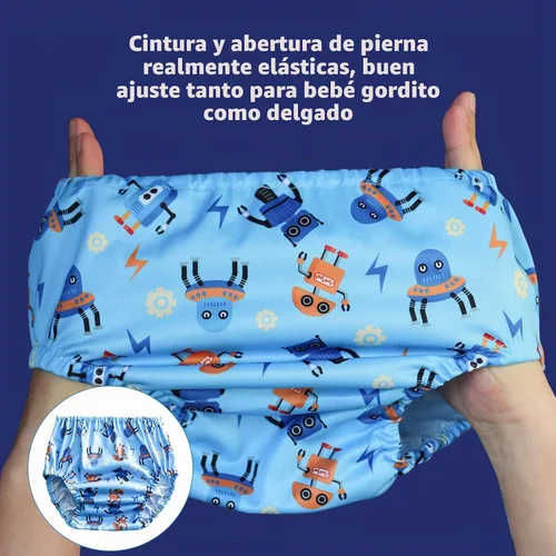 Vista 2 de BISENKID Paquete de 6 fundas impermeables de plástico para ropa interior para entrenamiento de orinal y buen elástico para ropa interior de plástico