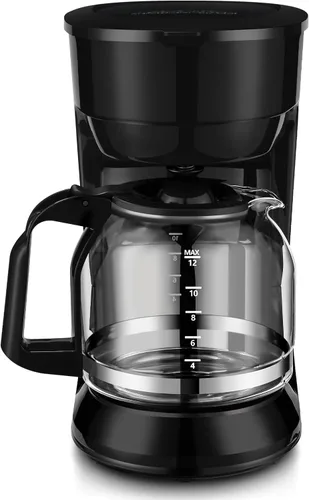 Vista 5 de LovingStar Cafetera de goteo de 12 tazas, apagado automático, control de temperatura, 1.8L, color negro