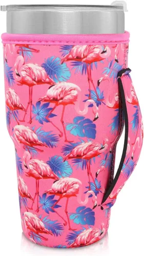 Vista 64 de Fundas Aislantes de Neopreno Portavasos con Asa para Vasos Tumbler de 20oz, Funda Reutilizable para Café Helado Para Tazas de Café de 30oz - 32oz