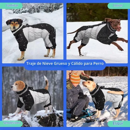Vista 6 de MIGOHI Abrigo para perro de cuerpo completo - Abrigo de invierno cálido y reflectante para perros pequeños con arnés, chaqueta de cuello alto