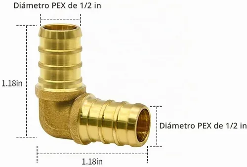 Vista 3 de Paquete de 10 accesorios de codo PEX de 1/2 pulgada, accesorios de latón para tubería PEX para tubería PEX