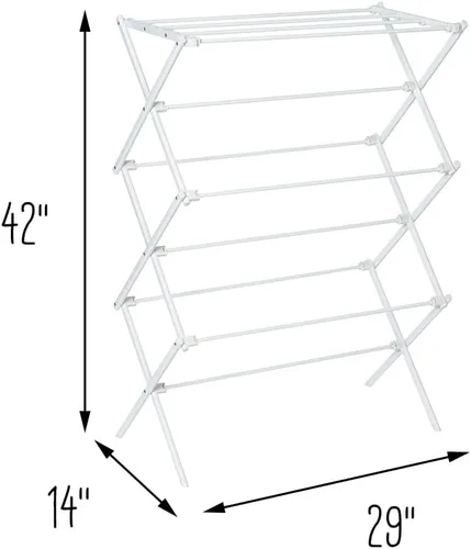 Vista 6 de Honey-Can-Do Estante de secado de ropa plegable, estante de ropa portátil, ahorro de espacio y fácil de almacenar, secadora de ropa resistente