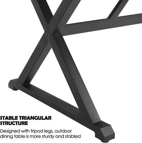 Vista 6 de Ulax furniture Mesa de comedor para patio al aire libre, mesa de comedor rectangular de 82 pulgadas con acabado similar a la madera, ideal