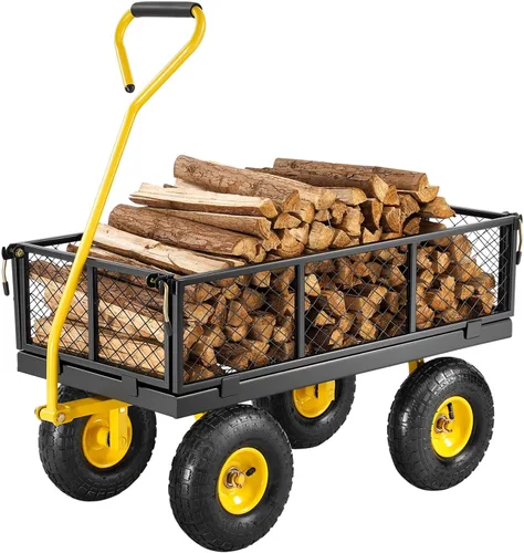 Vista 24 de VEVOR Carrito de jardín de acero de 900 libras, mango 2 en 1, carro de jardín extraíble resistente con neumáticos libres de 10 pulgadas, carrito