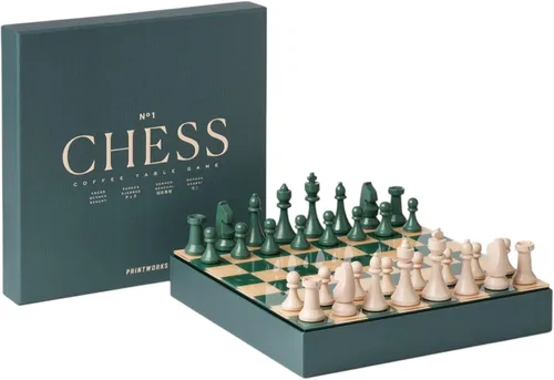 Vista 13 de PrintWorks Art of Chess – Juego de ajedrez de madera en blanco y negro con tablero acrílico – Elegante juego de mesa de café para adultos y familias