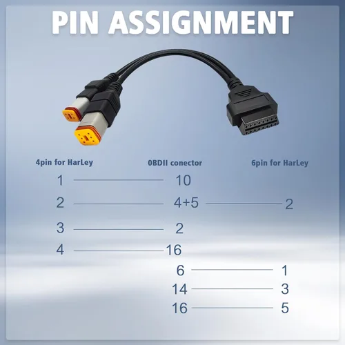 Vista 3 de Cable de diagnóstico Obd2 para Harley 4 pines 6 pines 2 en 1 Adaptador de escáner OBD para motocicleta, conector OBD2 funciona con herramienta
