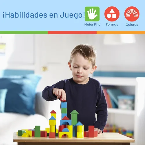 Vista 5 de Melissa & Doug - Juego de bloques de madera