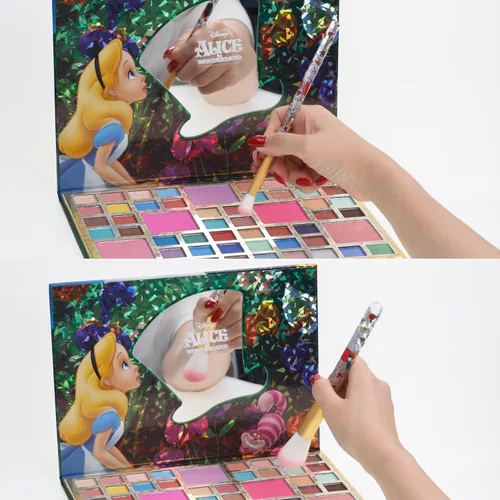 Vista 6 de Disney Alicia en el País de las Maravillas Juego de 8 brochas de maquillaje para sombra de ojos, iluminador, rubor, pelo suave, kit de maquillaje