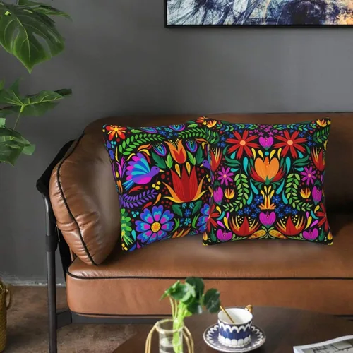 Vista 7 de Paquete de 2 fundas de almohada mexicanas de 18 x 18 pulgadas para sofá, Día de los Muertos, decoración del Cinco de Mayo