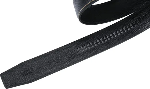 Vista 5 de iCuviy Cinturones de vestir de cuero genuino con trinquete deslizante para hombres, adecuados para el trabajo, negocios, cinturón de hebilla