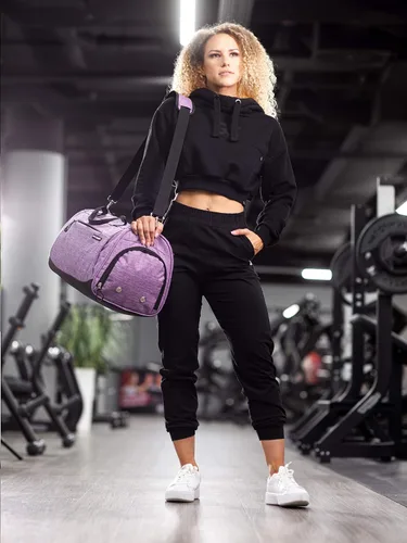 Vista 2 de Fitgriff Bolsa de gimnasio V1 para hombres y mujeres con compartimento para zapatos y artículos húmedos, bolsa de lona para viajes, deportes