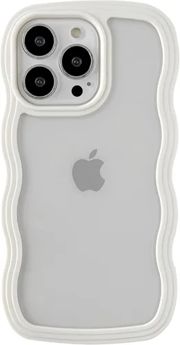 Vista 10 de Caseative Funda para iPhone 13 Pro, color negro Forma de marco de onda rizada linda a prueba de golpes suave