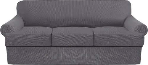 Vista 39 de Funda de sofá con cojín en T de alta calidad, juego de 4 piezas para sofás con cojines en T (se adapta a 72-90 pulgadas), protector de muebles suave