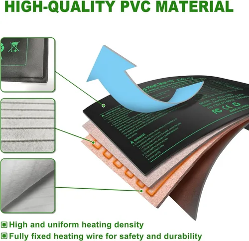 Vista 6 de Tapete térmico para plantas de semillero con controlador de temperatura integrado, 10 x 20.75 pulgadas, impermeable, con termostato certificado MET