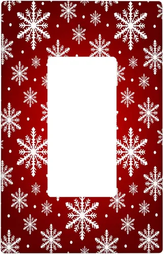 Vista 58 de Cubierta de interruptor de luz dúplex de 1 banda, cubierta decorativa de Navidad con copos de nieve rojos, placa frontal decorativa para cocina