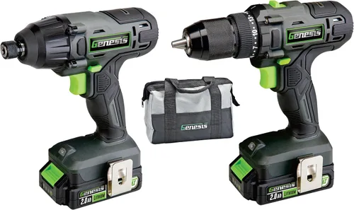Vista 10 de Genesis 20V 1/2" Taladro inalámbrico con batería y cargador, portabrocas metálico con trinquete, 450 pulgadas-libras, batería y cargador de 2.0Ah