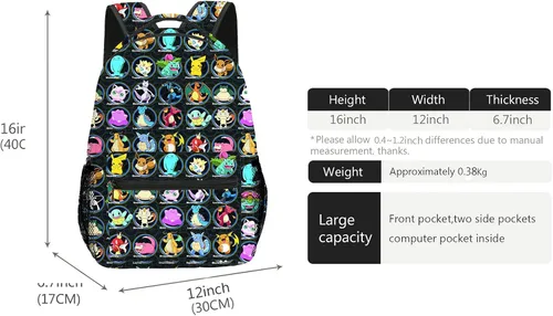 Vista 4 de DRFSON Mochila para niños, Black01, Anime