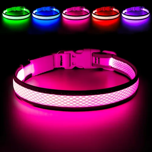 Vista 14 de Flashseen Collar LED para perro, collar de perro con luz recargable por USB, luces más brillantes para caminar por la noche, collar de perro con luz
