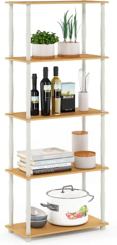Vista 29 de Furinno Turn-N-Tube - Estantes de almacenamiento, estante para libros de 3 niveles, estante esquinero, estantes abiertos sin herramientas