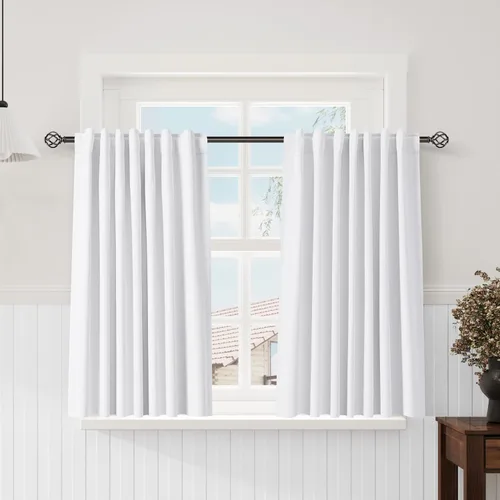 Vista 88 de Nanspring Cortinas de lino 100% opacas para dormitorio, 96 pulgadas de largo, con pestaña trasera, bolsillo para barra, aislamiento térmico, cortina