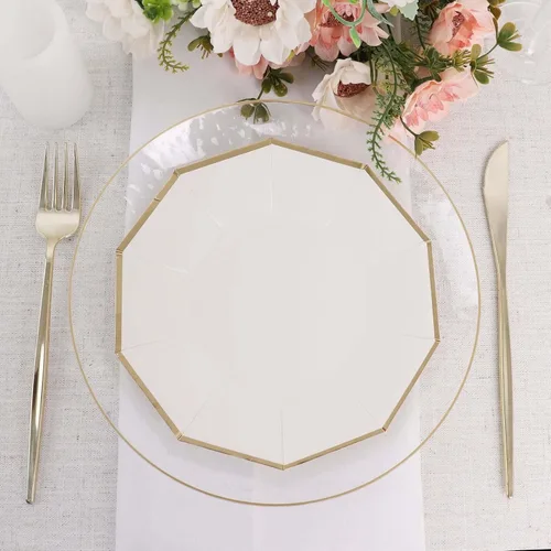 Vista 10 de Efavormart - Paquete de 25 platos de papel decagonal iridiscentes de 7.5 pulgadas, platos de postre geométricos resistentes de 300 GSM para Tipo 3