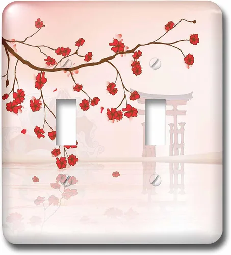 Vista 5 de 3dRose LSP _ _ _ _ _ _ _ _ _ _ 78460 _ _ _ _ _ _ _ _ _ _ 6 Pretty Cherry Blossoms against a peaceful Oriental Escena 2 Plug Outlet Cover