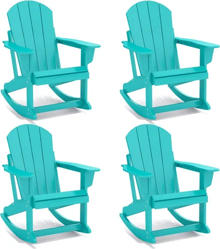 Vista 16 de GREENVINES Adirondack - Juego de 2 mecedoras para exteriores, HDPE, color Agua