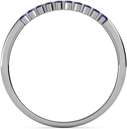 Vista 4 de Ronda azul zafiro 14 ctw 10 piedras mujeres anillo de boda apilable 14K oro