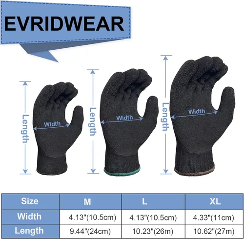 Vista 6 de Evridwear - 3 pares de guantes de trabajo para congelador de invierno con revestimiento de látex forro cálido y aislante guantes para clima frío
