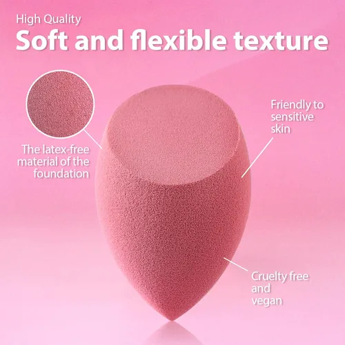 Vista 2 de Juego de esponjas de maquillaje Foonbe, esponjas difuminadoras, 7 piezas para líquido, crema y polvo, sin látex, esponjas de belleza multicolor