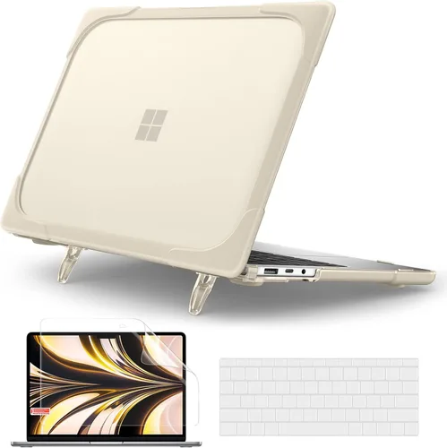Vista 5 de Batianda Funda resistente para laptop Microsoft Surface de 13.5 pulgadas 5 4 3 con reposamanos Alcantara, soporte plegable ergonómico con nombre