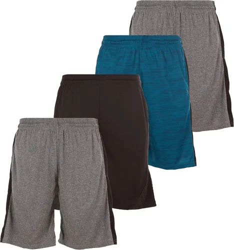 Vista 2 de Game Time - Paquete de 4 pantalones cortos de baloncesto para hombre, pantalones cortos de entrenamiento de secado rápido con bolsillos y cintura