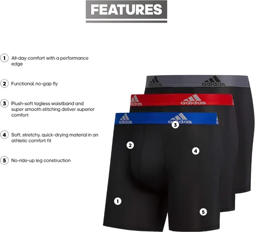 Vista 2 de adidas Performance - Calzoncillos tipo bóxer para hombre (3 unidades)