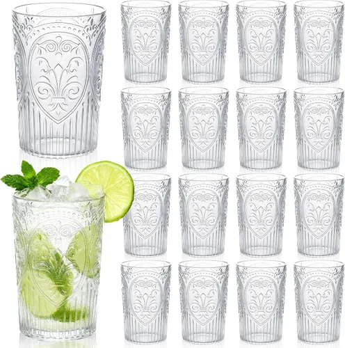 Vista 9 de 24 vasos de plástico vintage para agua potable de 16 onzas, a Verde